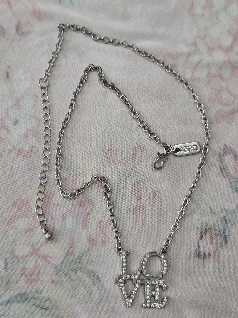 AERO Silver Crystal 'LOVE' Pendant Necklace